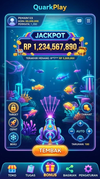 Tampilan antarmuka quarkplay yang mudah digunakan.